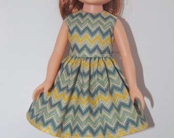 Green Chevron Dress Doll Clothes handmade Corolle 13" Les Cheries or 14" Heart for Hearts Sleeveless Dress tkct387 READY TO SHIP