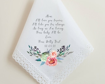 Wedding Handkerchief, I'll love you forever, I'll like you for always, as long as I'm living your baby I'll be, Printed Hankie, Mom - 66