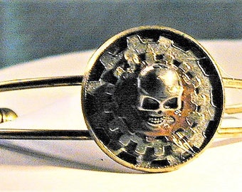 Steampunk Goth Gears & Skull Bracelet OOAK