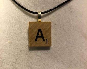 Initial "A" Scrabble Tile Pendant