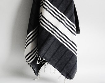 SALE 50 OFF/ BathStyle / Black-White / Turkish Beach Bath Towel Peshtemal / Bath, Beach, Spa, Swim, Pool Towels