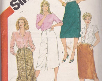 Simplicity 5960 CLEARANCE Vintage Pattern Womens Button Down Skirt in 3 Lengths Size 16,18,20 UNCUT