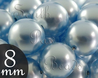 Swarovski Elements 5810 glass pearls, 8mm Light Blue, Qty 25