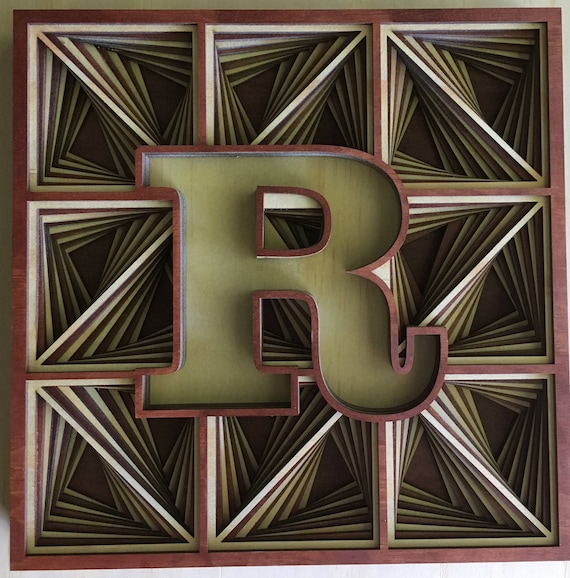 Inlaid Initials, Capital letters, Layered Art, Laser Cut.