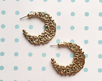 80's Vintage Gold Filigree Earrings