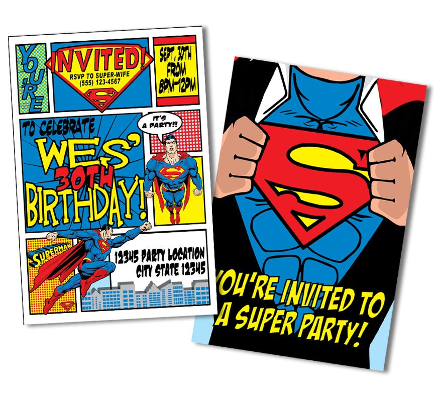 Superhero Invitation Superman Birthday Invitations Super Man