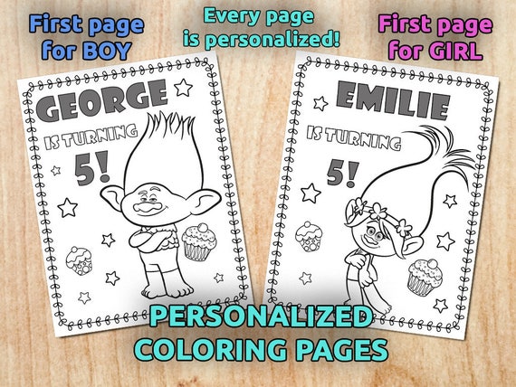 Trolls Birthday Party Coloring Pages Personalized Printable Trolls Birthday Party Coloring Pages Personalized Printable