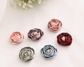 Handmade Fabric Flowers 35mm, Mix 6 Colors (#FB002)