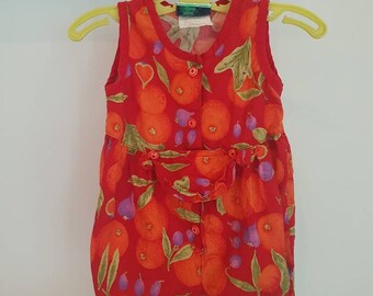 Vintage fruit accented toddler romper. 18 months 1990s