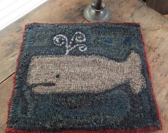 Primitive Hooked Rug - Moby