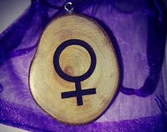 Celestial Symbol Venus Sun Planet Moon Uranus Venus Necklace Wooden Charm Brown Eco Friendly Handmade Personalised Charms Jewellery #Etsy