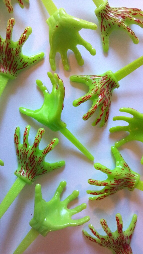 Zombie hands cupcake picks or cake toppers fun for bloody Zombie hands cupcake picks or cake toppers fun for bloody