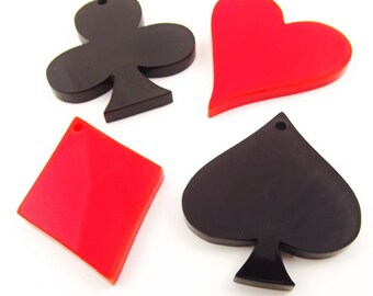 4 pcs Card suit laser cut charm set