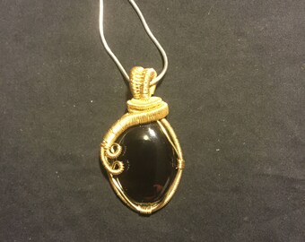 Black Onyx wire wrap free chain