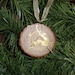 Rustic Christmas Ornament, Reclaimed Sassafras Tree Branch Slice with Gold Reindeer