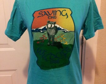 Vintage mens/womens save the wildlife 1980's T shirt. Size small
