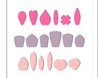 Flower petals set to create small/ large 3D flowers - cutting file in SVG, STUDIO, PDF formats