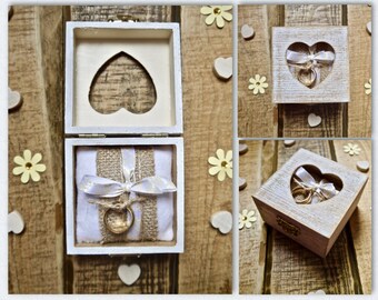 Personalised Rustic Heart Window Ring Box