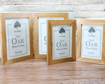 Oak Twin Folding Photo Frame 6x4 or 7x5