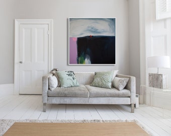 large print, print of abstract painting with navy, blue, Modern giclée print by lola donoghue "Stormbreak"