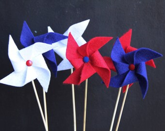 July 4th Felt Pinwheels, Set of 6