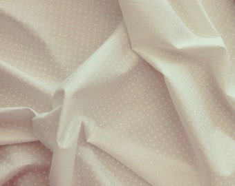 Ivory on white 3mm spot polka dot 100% cotton poplin Rose and Hubble fabric BY HALF METRE