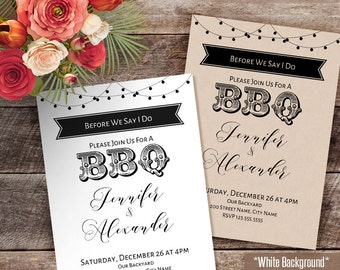 BBQ Invitation, before we say i do bbq, wedding template, Instant Download self editable PDF file WR306