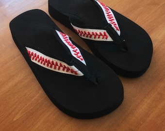 Baseball Sandals | Baseball Flip Flops Fabric Stitch | Sports Sandals | Sandals | Thongs | Sports Sandals | Gift for Her | Gift for woman
