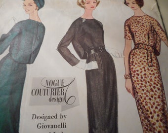 Vintage 1960's Vogue 141 Couturier Design by Giovanelli of Italy Dress Sewing Pattern Size 12 Bust 32