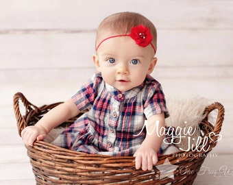 Red headband, baby headband, infant headband, newborn headband, newborn girl headband, hair clip, baby girl headband, elastic headband