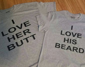 I Love his beard I love her butt set