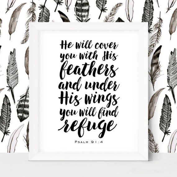 Bible Verse Wall Decor Psalm 91 4 He Will Cover You With His