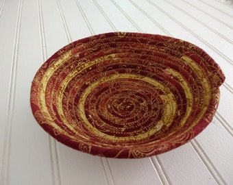6" Coiled Fabric Bowl - Golden Mendhi