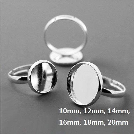 20pcs Silver Adjustable ring blank Round Ring blanks Brass