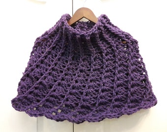 Crochet, Plum Capelet, Poncho