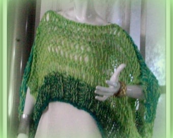 SWEATER WOMAN'S KNITTED Poncho with Sleeves Bikini Cover-up