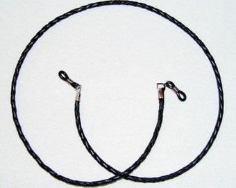 Black Braided Leather Eyeglass Chain
