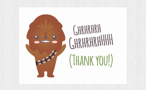 Thank you Star wars printable card with Chewbacca Thank you