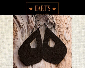 Ultrasuede Teardrop Niobium Earrings