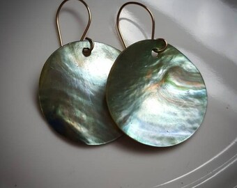 Shell earrings with 14kt gold filled hand made ear wire.