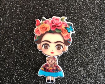 5pc. Frida Mexican Folk Art resin Planar Flatbacks