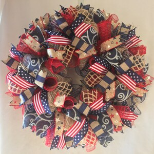SALE Patriotic wreath, Patriotic burlap wreath, burlap patriotic wreath, Memorial Day decor, 4th of July wreath, patriotic wreaths, wreath