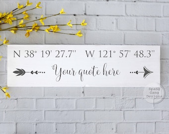 Personalized Wedding gift | GPS sign | custom coordinates sign | wedding shower gift | GPS coordinates sign | latitude longitude sign
