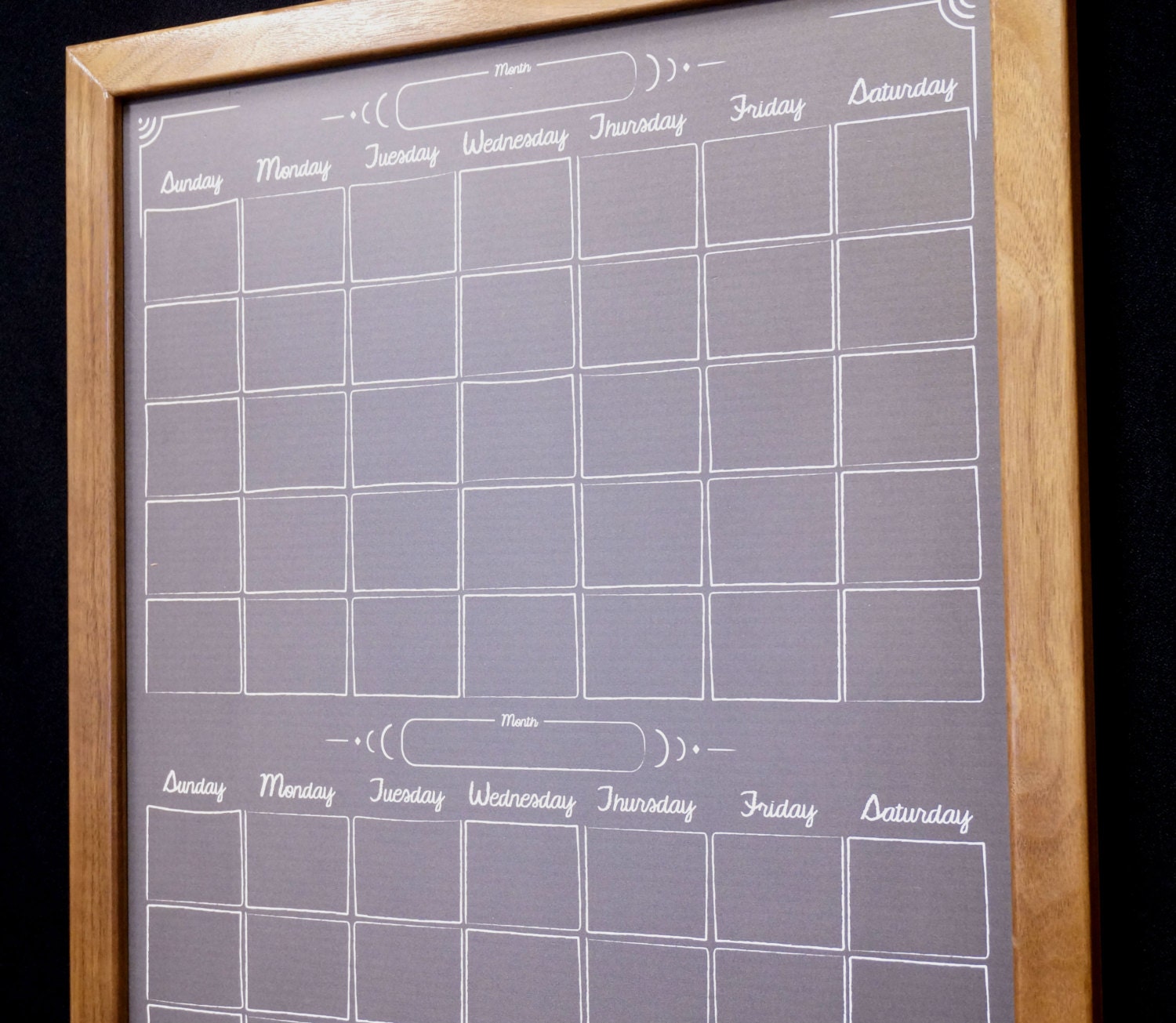 Two Month Black Chalkboard Calendar Dry Erase