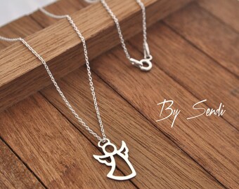 Sterling Silver Angel Necklace, Angel Necklace, Angel Pendant, Angel Silver, Silver Necklace Guardian Angel Necklace, Guardian Angel Pendant