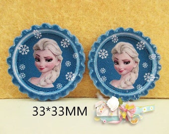 SET of 5 APPLIQUE cabochon ELSA anna frozen bottle cap