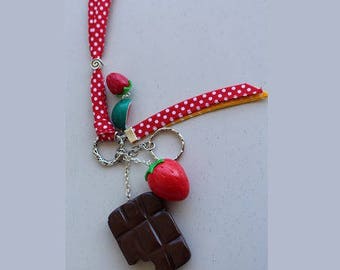 Keychain maxi tablet chocolate / Strawberry