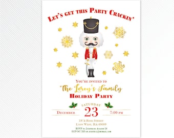 Nutcracker Christmas invitation, Let's get this party crackin', winter printable invitation, digital invitation