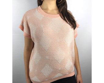 1970s pink and silver knit top