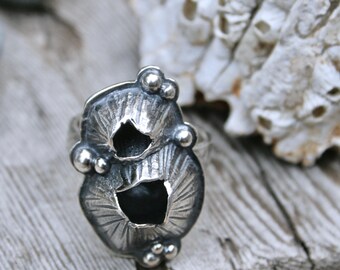 Barnacles. Beach fashion Ring Jewelry Sterling Barnacle statement ring. Sterling Silver. Silversmith metalwork boho jewellery. Handmade